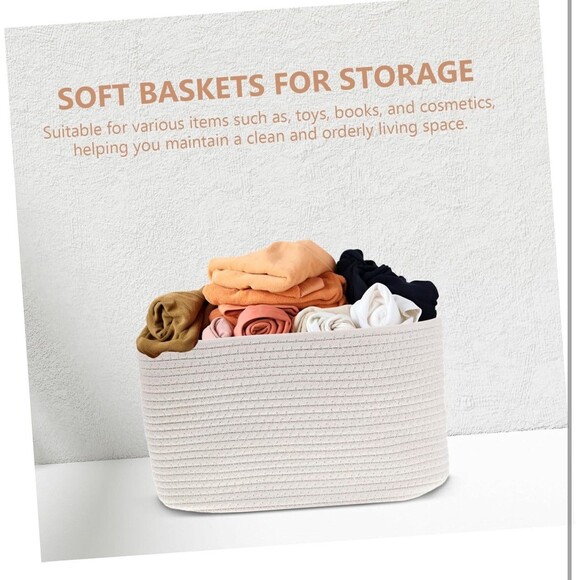 Cotton Rope Baskets for Shelves Storage, Cube Shelf Closet Storage Bins Set of 2 - Picture 6 of 7